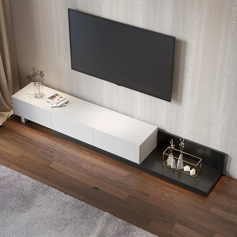 TV table - MDF wood - White & Black - 220x35x35 cm - Cataloug