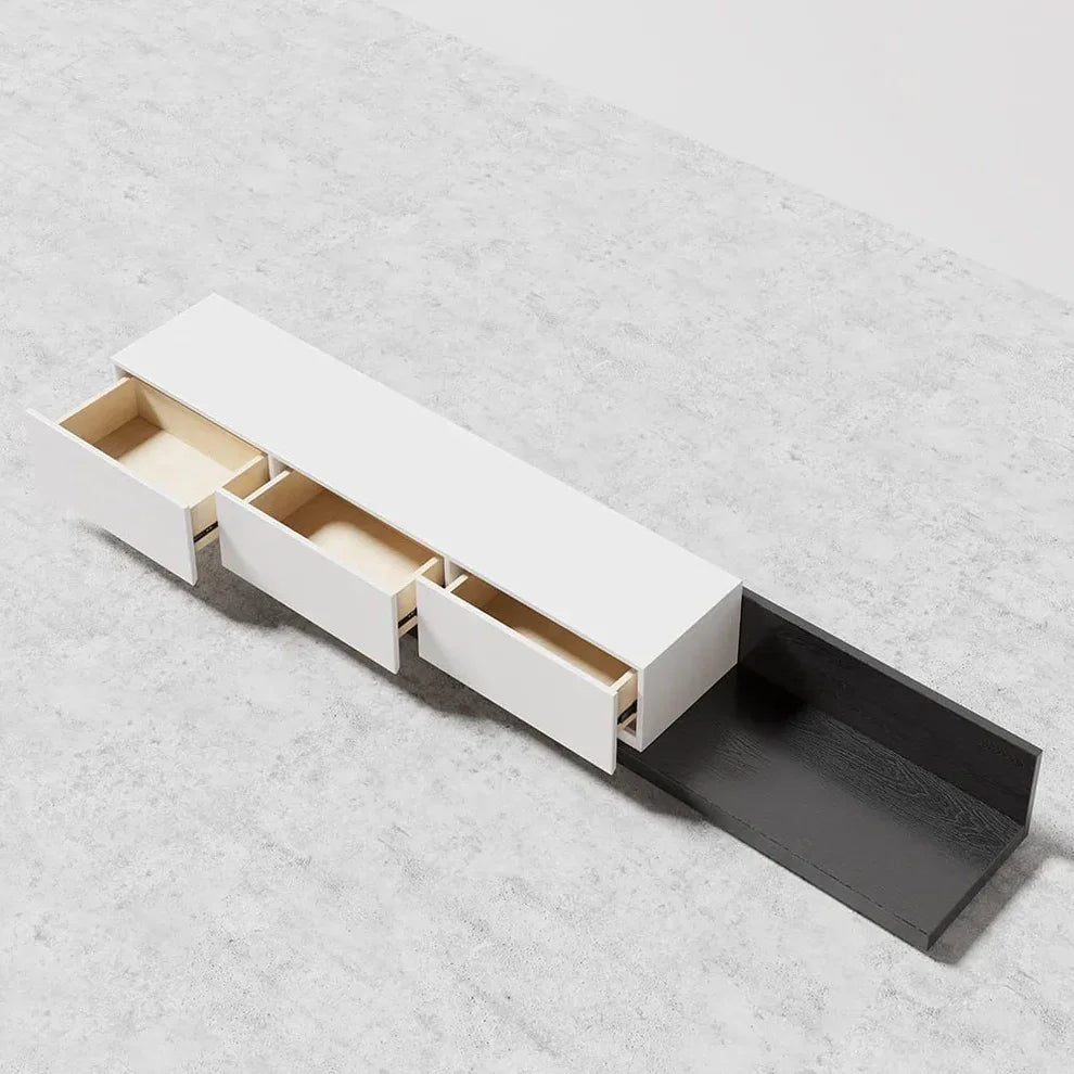 TV table - MDF wood - White & Black - 220x35x35 cm - Cataloug