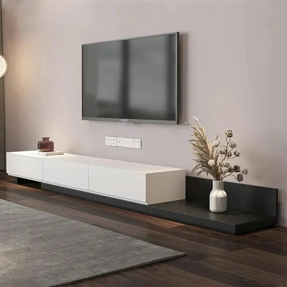 TV table - MDF wood - White & Black - 220x35x35 cm - Cataloug
