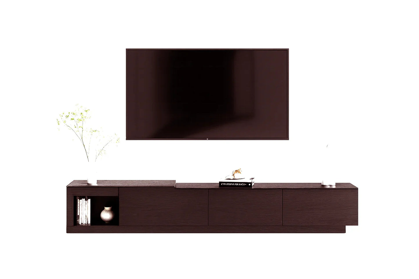 TV table - MDF wood - Brown - 190x35x35 cm - Cataloug