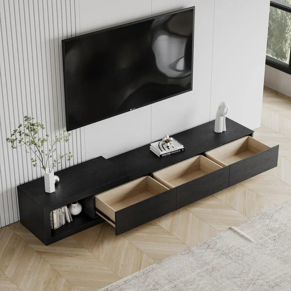 TV table - MDF wood - Brown - 190x35x35 cm - Cataloug