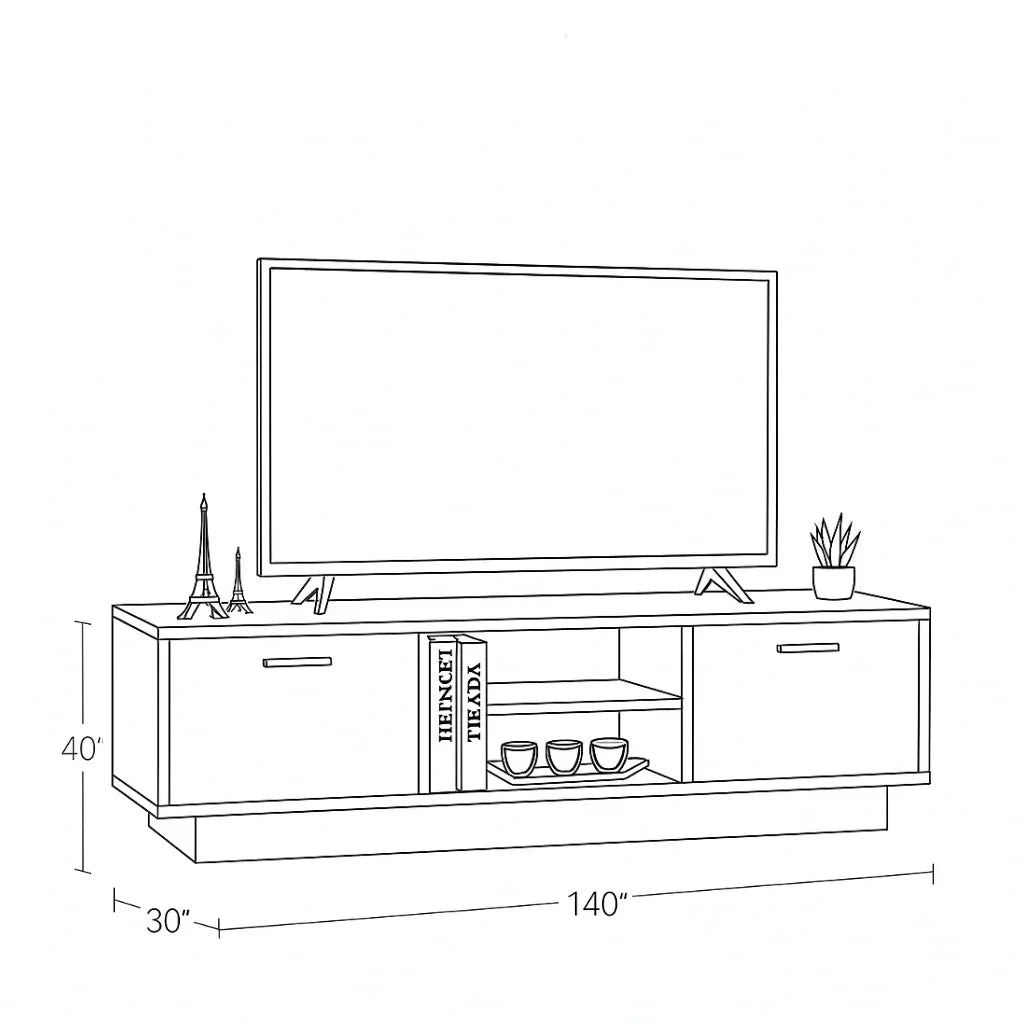 TV Unit - MDF Wood - Multi Color - 140x30x40 cm - Cataloug