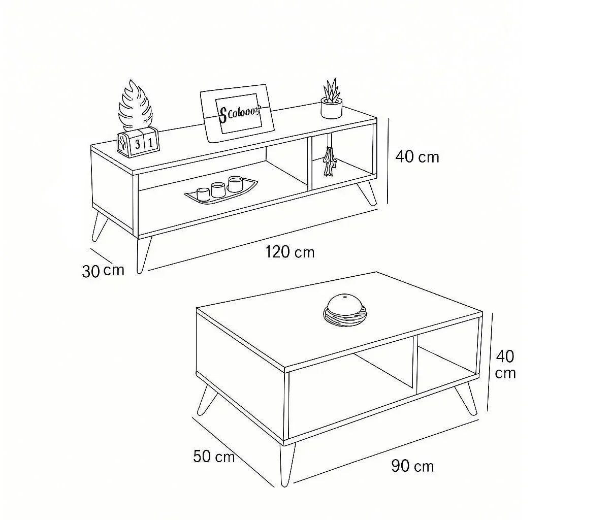 Bundle (TV Unit & Coffee Table) - MDF Wood - Multi Color - Cataloug
