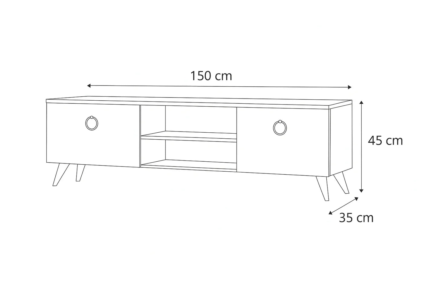 TV table - MDF wood - Beige & grey - 150x35x45 cm - Cataloug