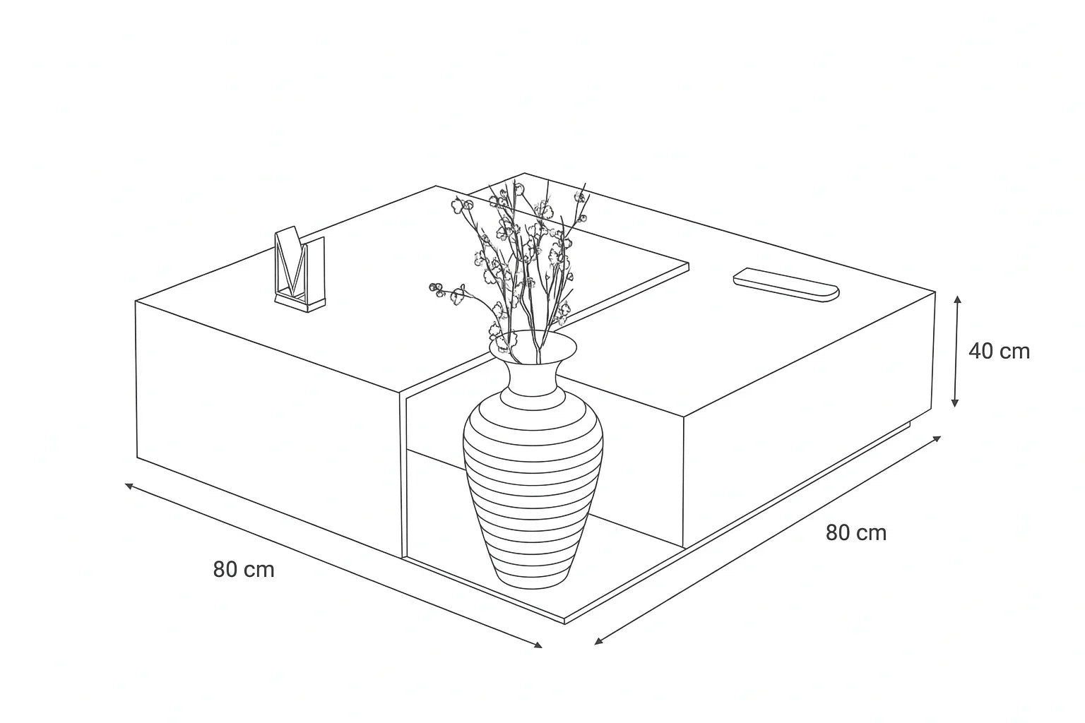 Coffee Table - MDF wood - white & Black - 80x80x35 cm - Cataloug