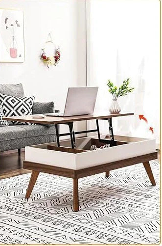 Coffee table - MDF wood - Brown & White - 100x50x40 cm - Cataloug