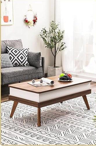 Coffee table - MDF wood - Brown & White - 100x50x40 cm - Cataloug