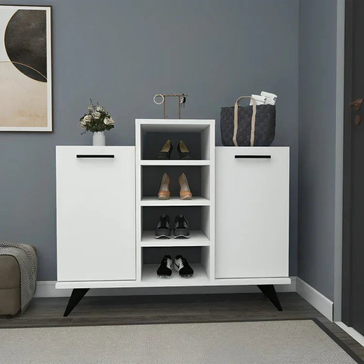 Shoe Rack - MDF wood - White - 120x35x110 cm - Cataloug