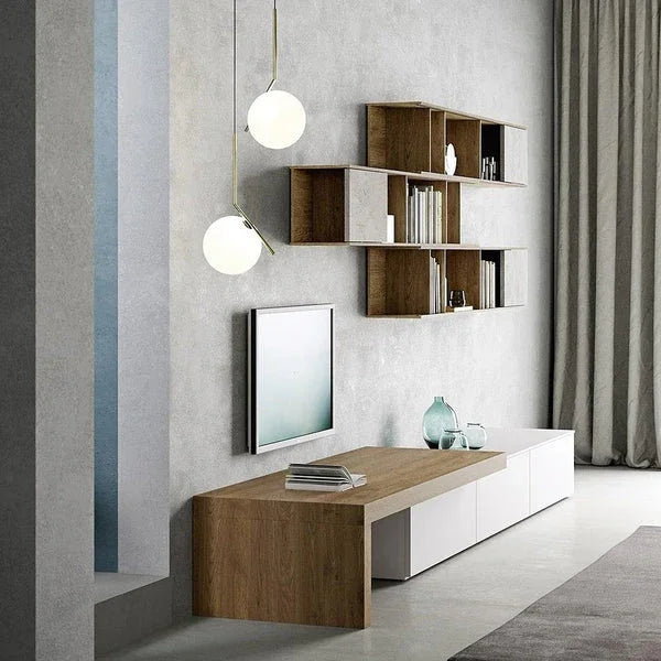 TV table - MDF wood - Beige & White - 200x35x35 cm - Cataloug
