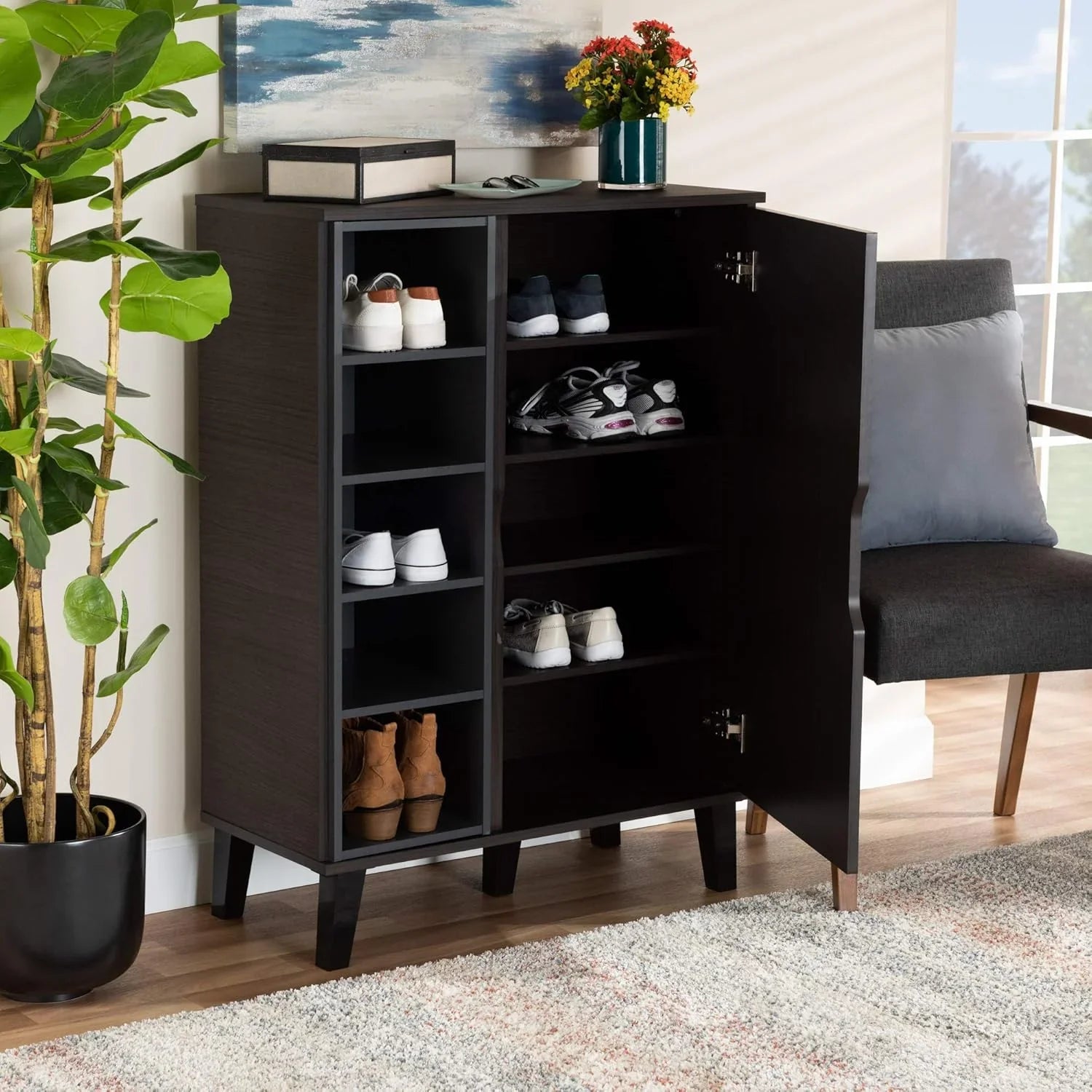 Shoe Rack - MDF wood - Brown - 80x35x110 cm - Cataloug