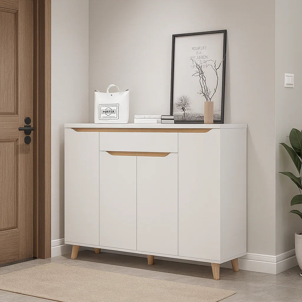 Shoe Rack - MDF wood - White - 140x35x110 cm - Cataloug
