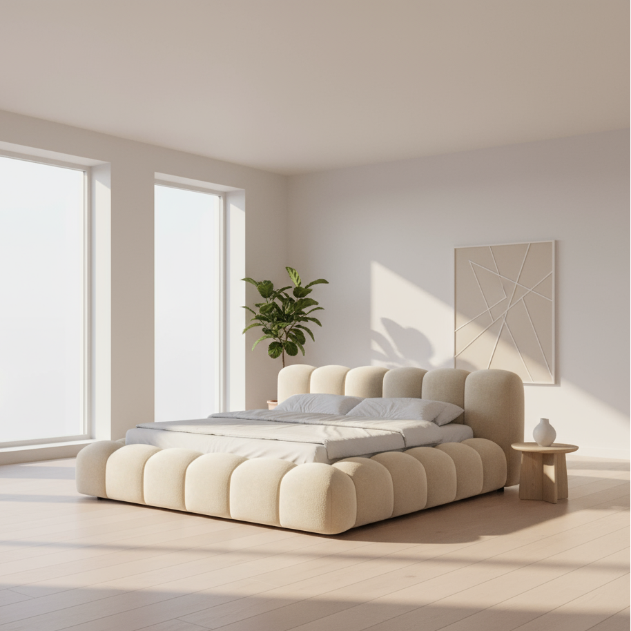 Bed- MDF Wood - Beige - Multi Size