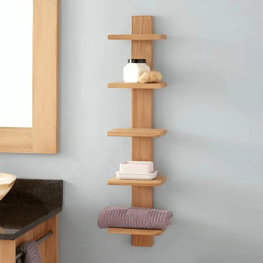 Wall mounted shelf - NW -Wooden color -25x12.5x90 cm
