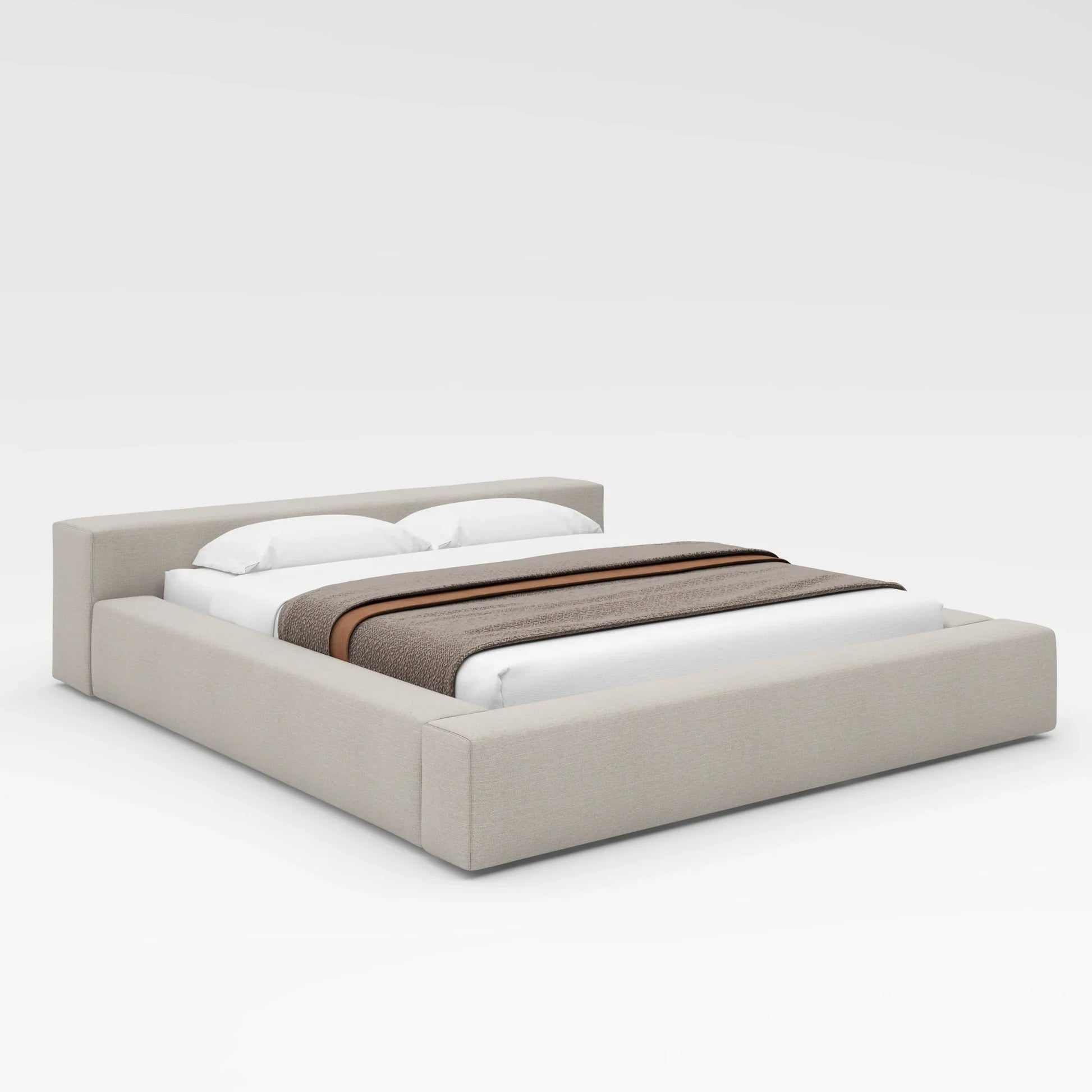 Bed - MDF - Linen - Beige - Cataloug