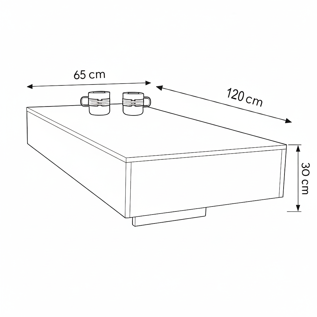 Coffee Table - MDF - Black - 120x65x30