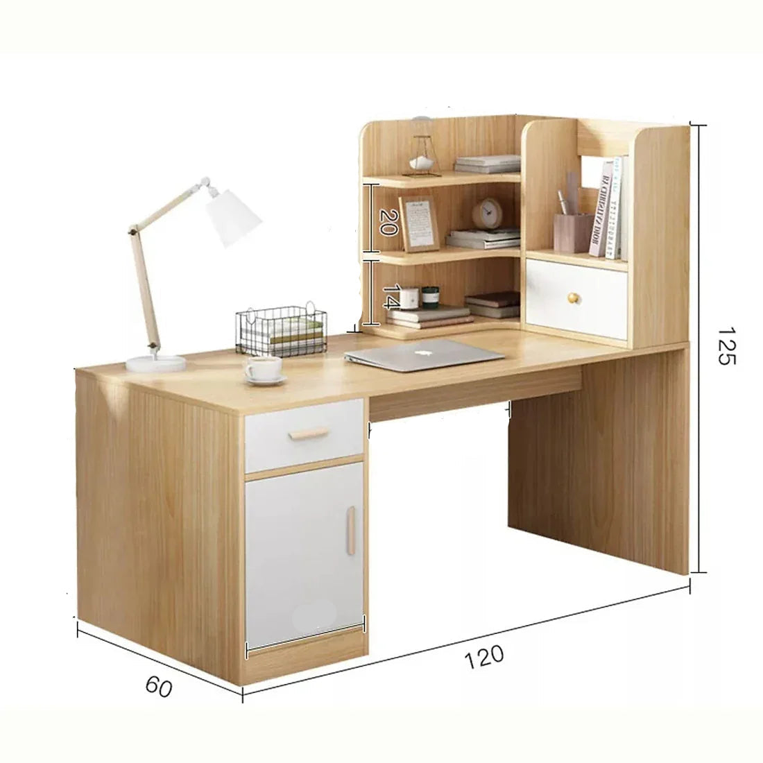 Desk - MDF Wood - Beige & White - 120x60x125 cm - Cataloug