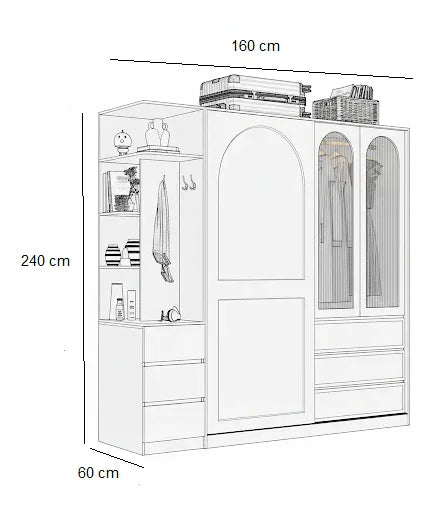 Wardrobe - MDF Wood - White - 180x60x240 cm