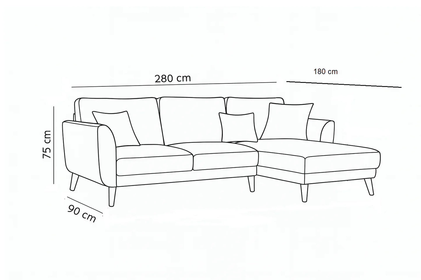 Sofa Beech Wood Linen Pink 280??180??90??75 cm - Cataloug