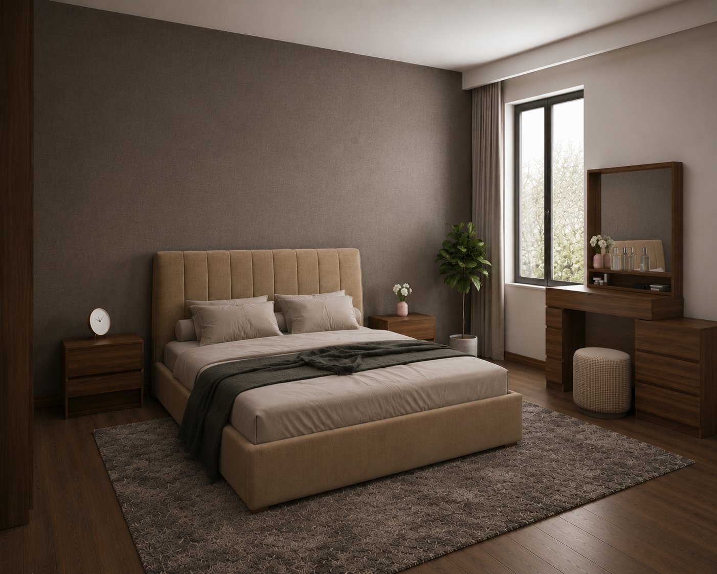 Full Bedroom - MDF Wood - Brown