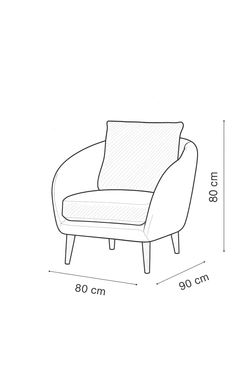Arm Chair Beech Wood Linen Blue 80??80??90 cm - Cataloug