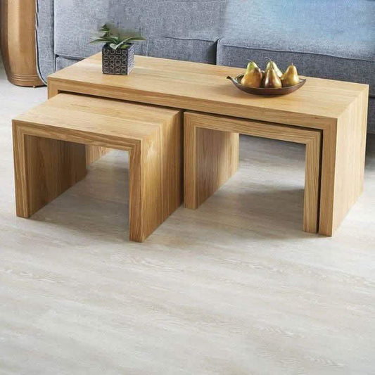 3 طاولات متداخلة - لون خشبي - 40x120x40 سم