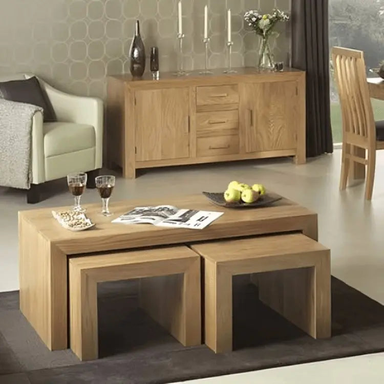 3 طاولات متداخلة - لون خشبي - 40x120x40 سم