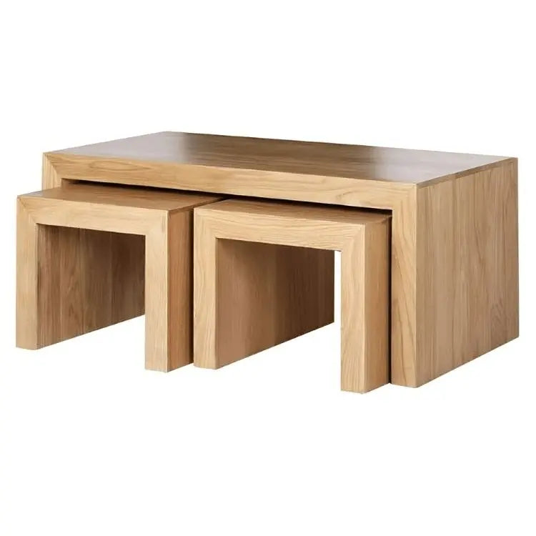 3 طاولات متداخلة - لون خشبي - 40x120x40 سم