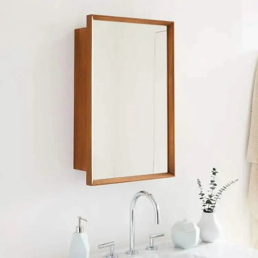 storage unit with mirror -NW-Brown- 40x15x70 cm