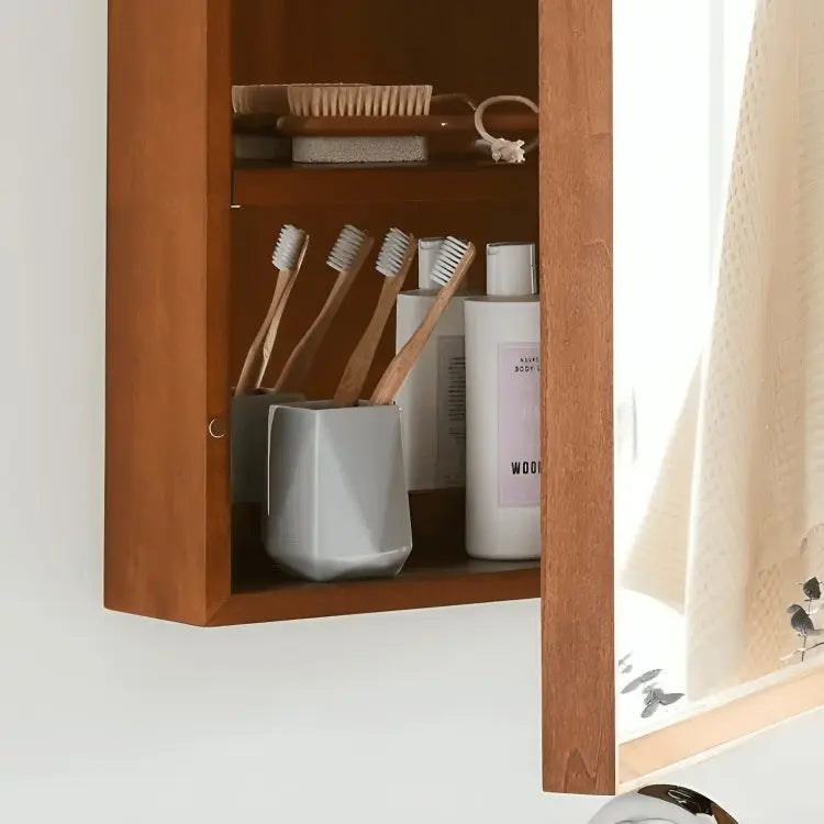 storage unit with mirror -NW-Brown- 40x15x70 cm