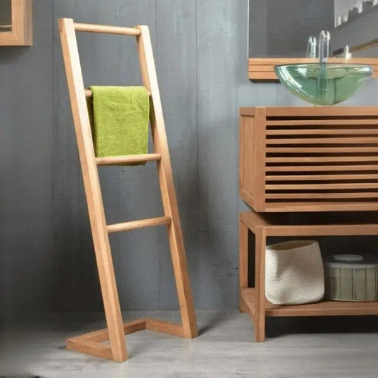 Towel rack stand - NW - Wooden color - 40x30x150 cm