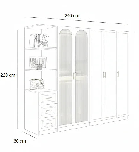 Wardrobe - MDF Wood - White - 240x60x220 cm