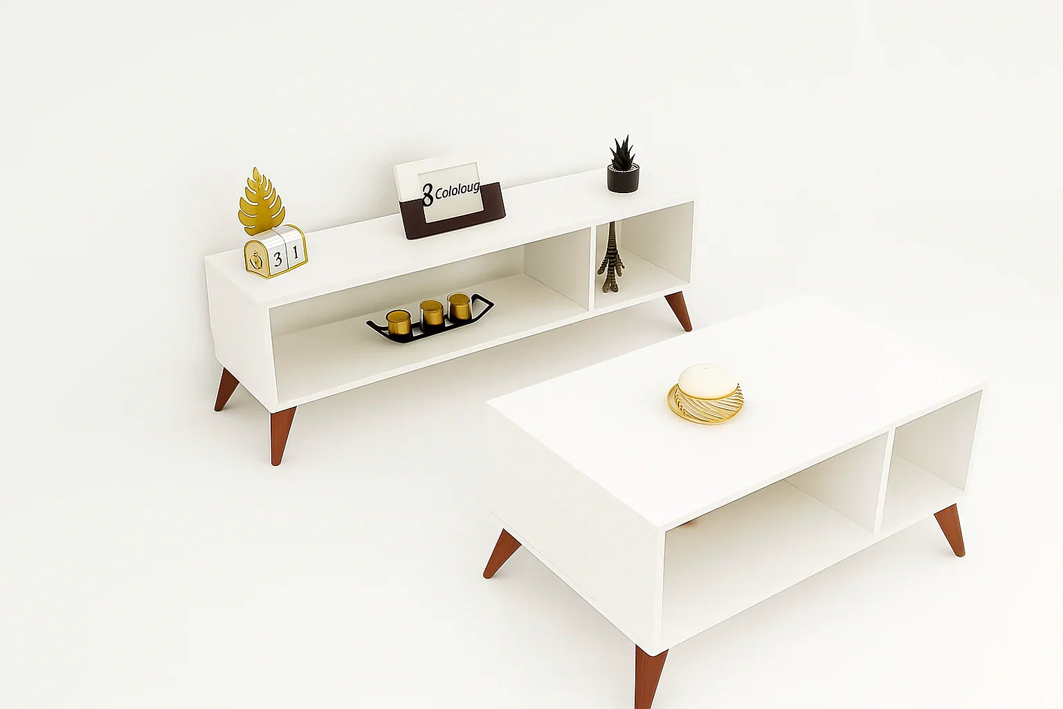 Bundle (TV Unit & Coffee Table) - MDF Wood - Multi Color - Cataloug
