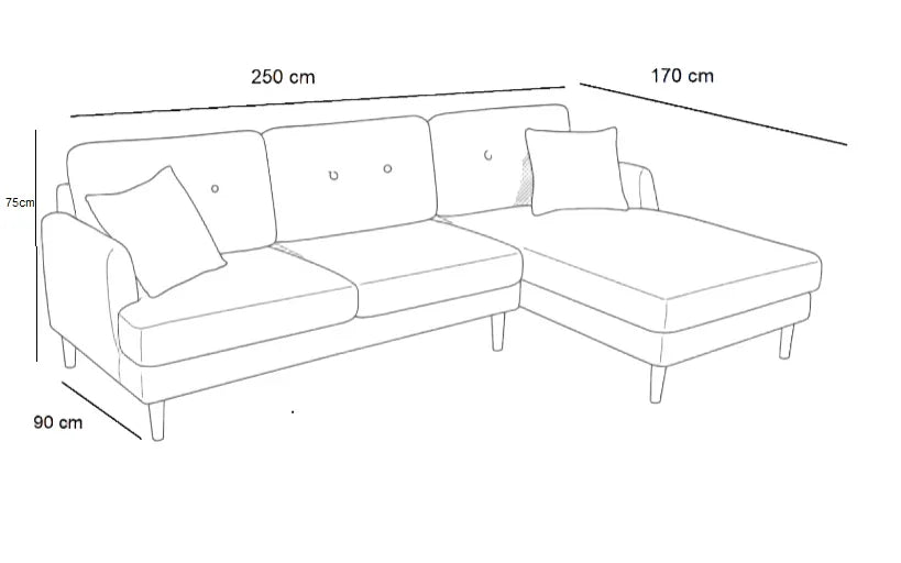 Sofa Beech Wood Linen Grey 250??170??90??75 cm - Cataloug