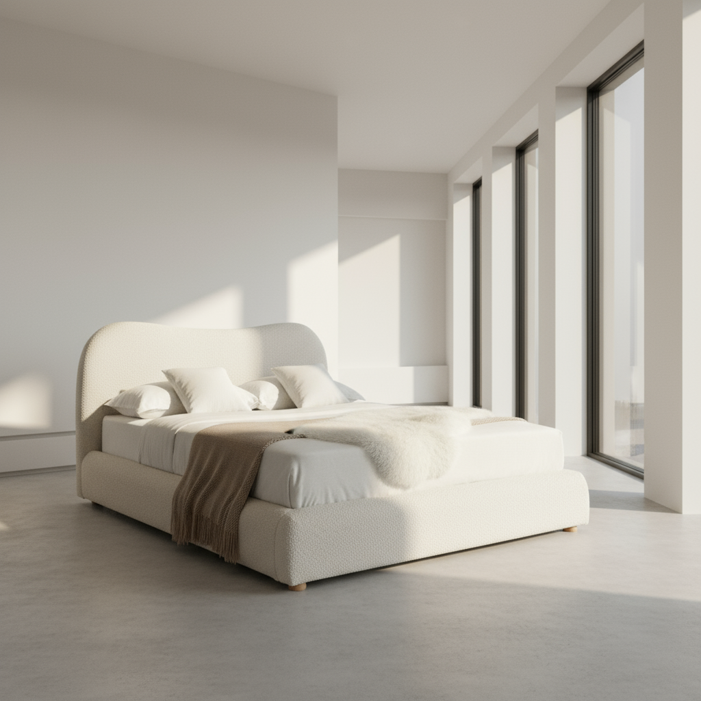 سرير - خشب ام دي اف - أبيض - متعدد المقاسات