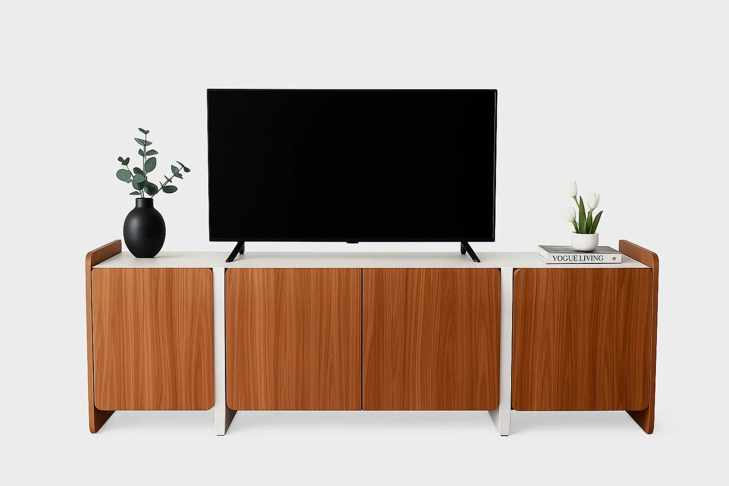 TV Unit - MDF Wood - Brown & White - 204x42x70 cm - Cataloug