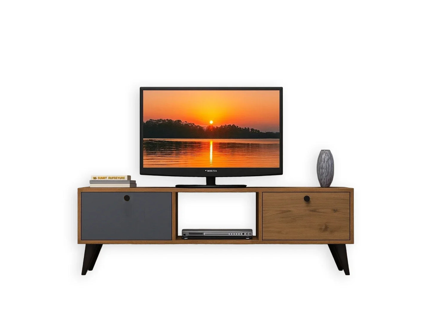 TV Unit - MDF Wood - Brown & Grey - 140x30x45 cm - Cataloug