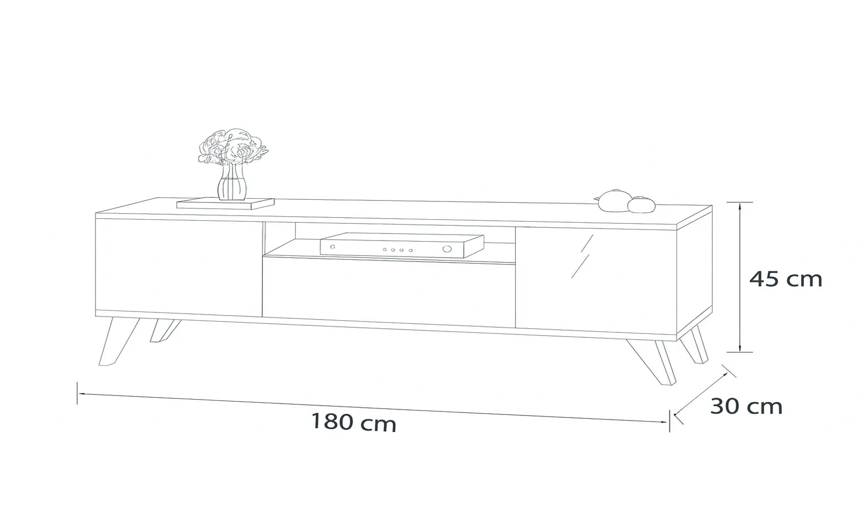 TV Unit - MDF Wood - Multi color - 180x30x45 cm - Cataloug