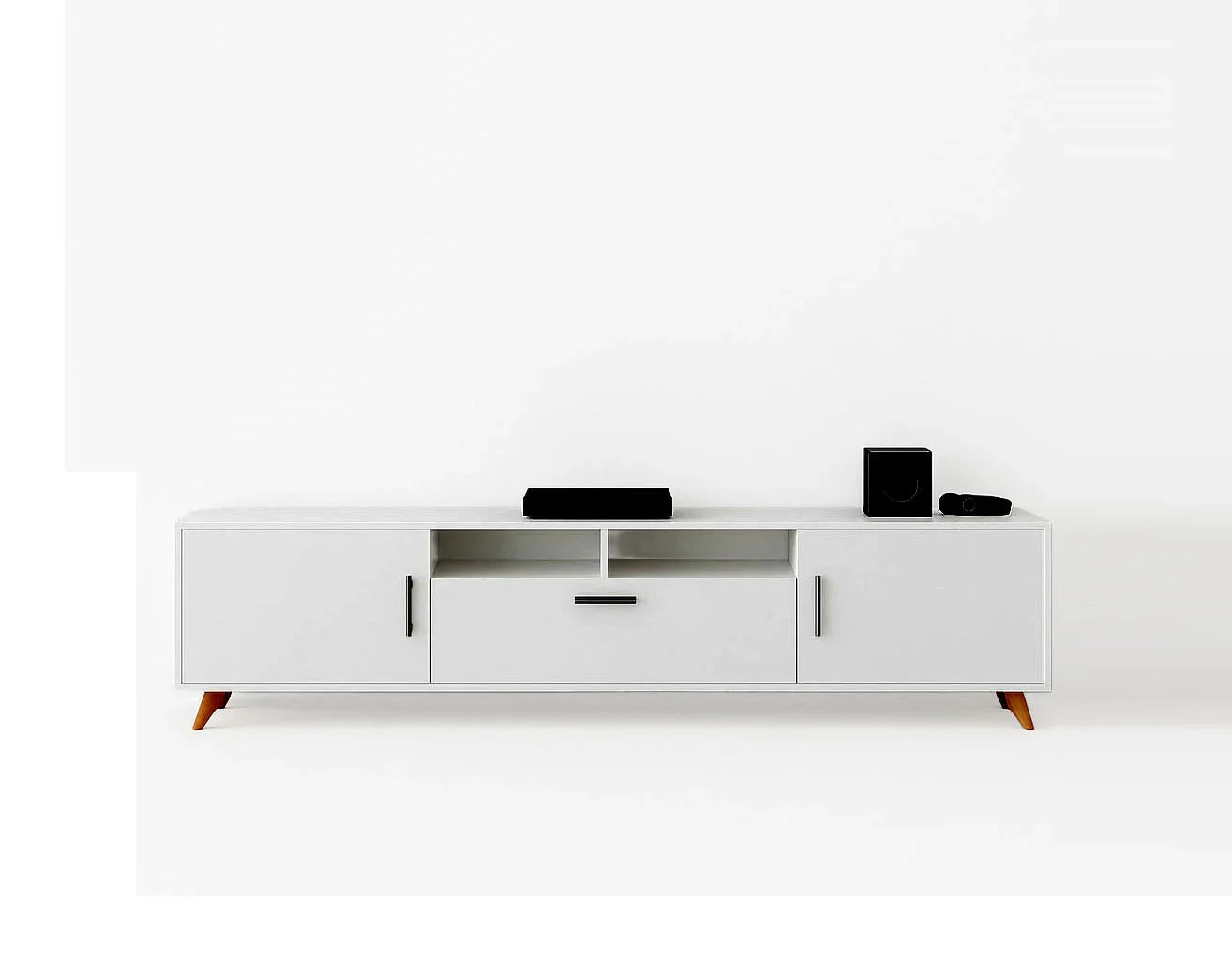 TV Unit - MDF Wood - White - 160x30x50 cm - Cataloug