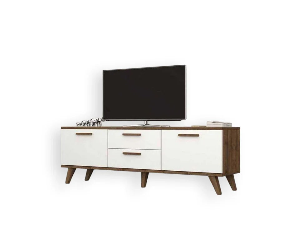 TV Unit - MDF Wood - White & Brown - 140x30x47 cm - Cataloug