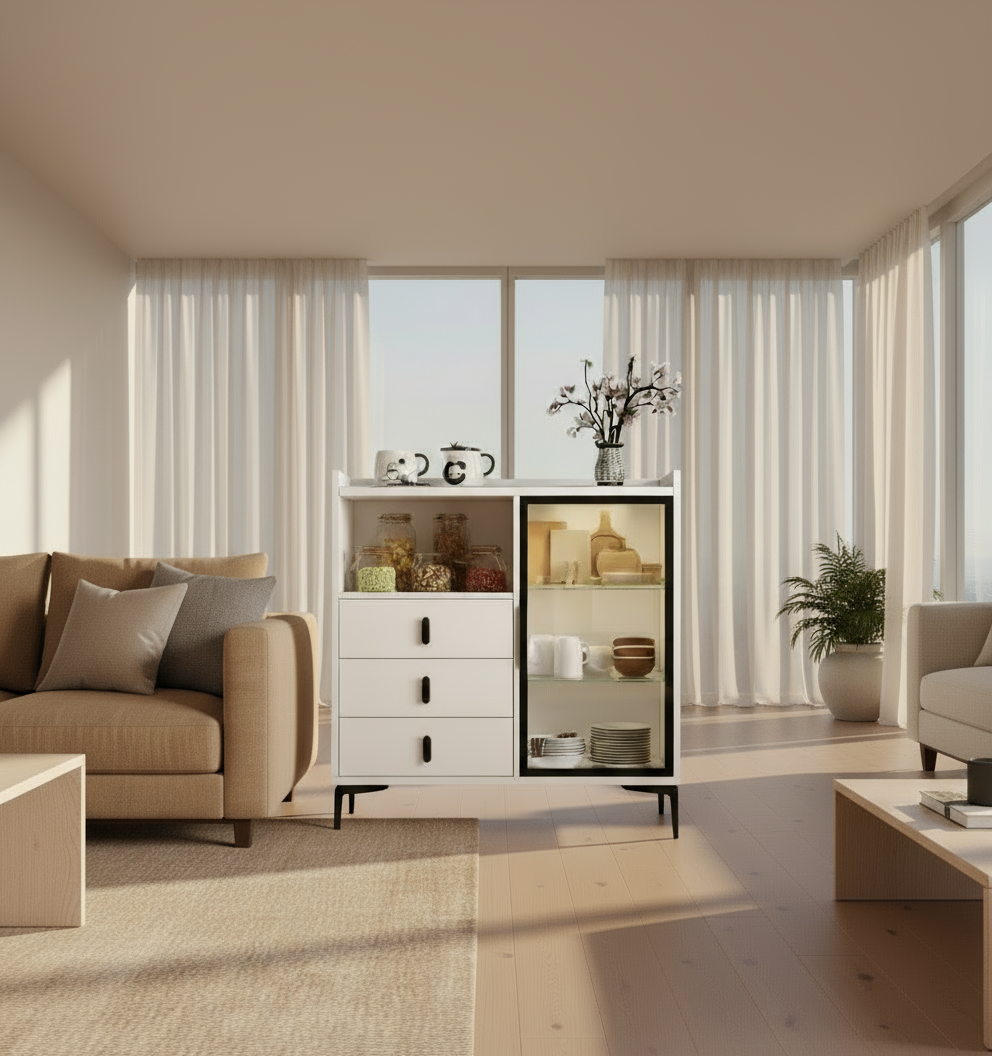 ركنه القهوة - MDF - أبيض - 95x80x40 سم