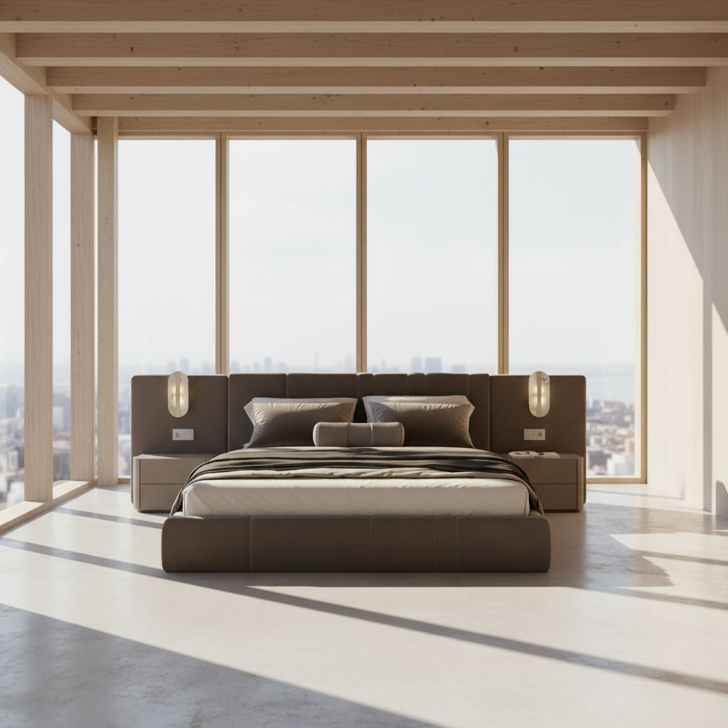 سرير - خشب -ام دي اف- بني - متعدد المقاسات