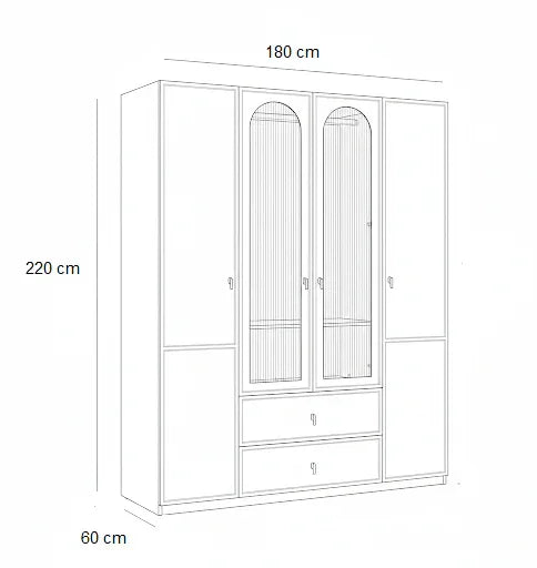 Wardrobe - MDF Wood - White - 180x60x220 cm - Cataloug