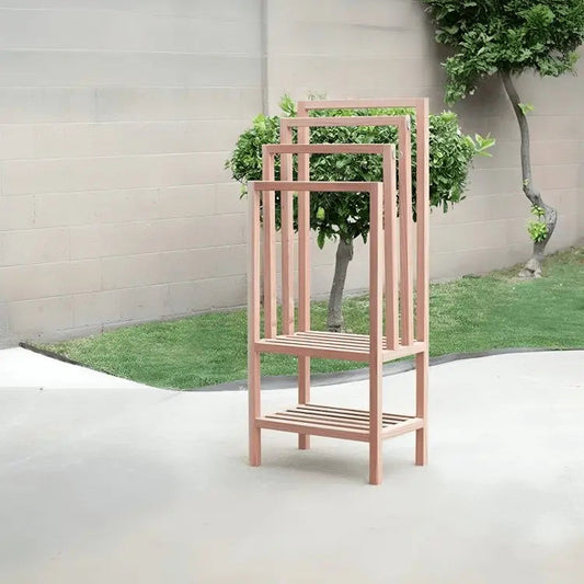 حامل تعليق مع رف - NW - لون خشبي 60x40x137 سم