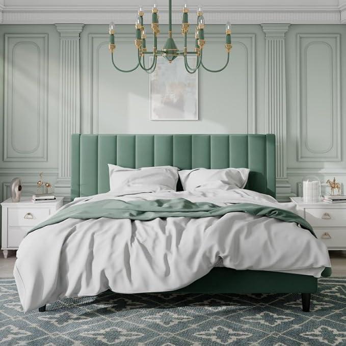 Bed - MDF - Velvet - Green - 180 CM - Cataloug