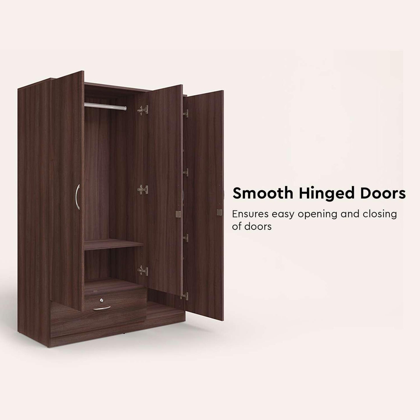 Wardrobe - MDF Wood - Brown - 120x180x50 cm