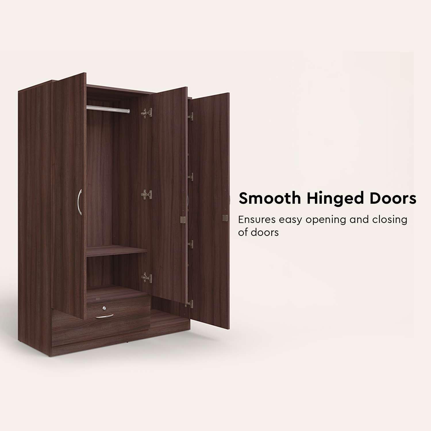 Wardrobe - MDF Wood - Brown - 120x180x50 cm