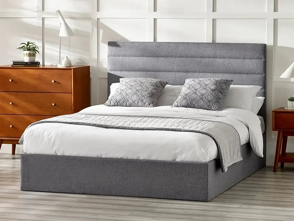 Bed - MDF - Linen - Grey - 140 CM - Cataloug