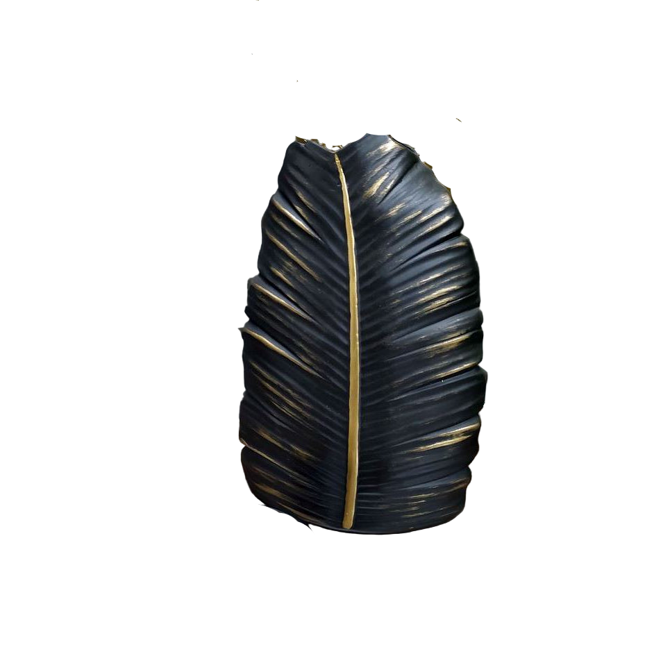 Polyster Vase-Polyster - Black & Gold- 18x28 cm