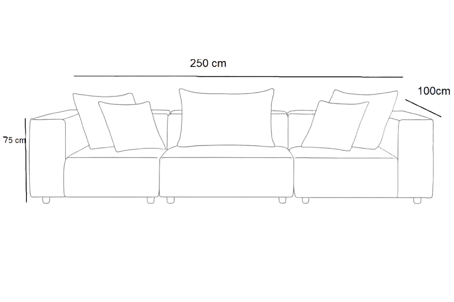 Sofa - Beech Wood - Linen Fabric - Grey - 250×100×75 cm - Cataloug