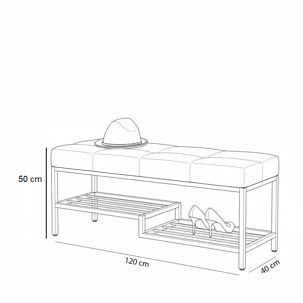 Banquet - Steel - Black - 120×40×50 cm - Cataloug